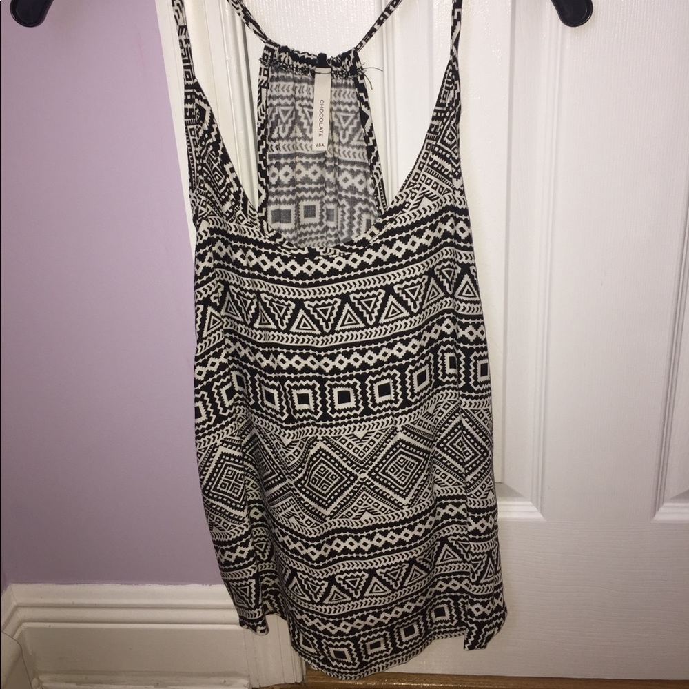 Black and white patterned tank
